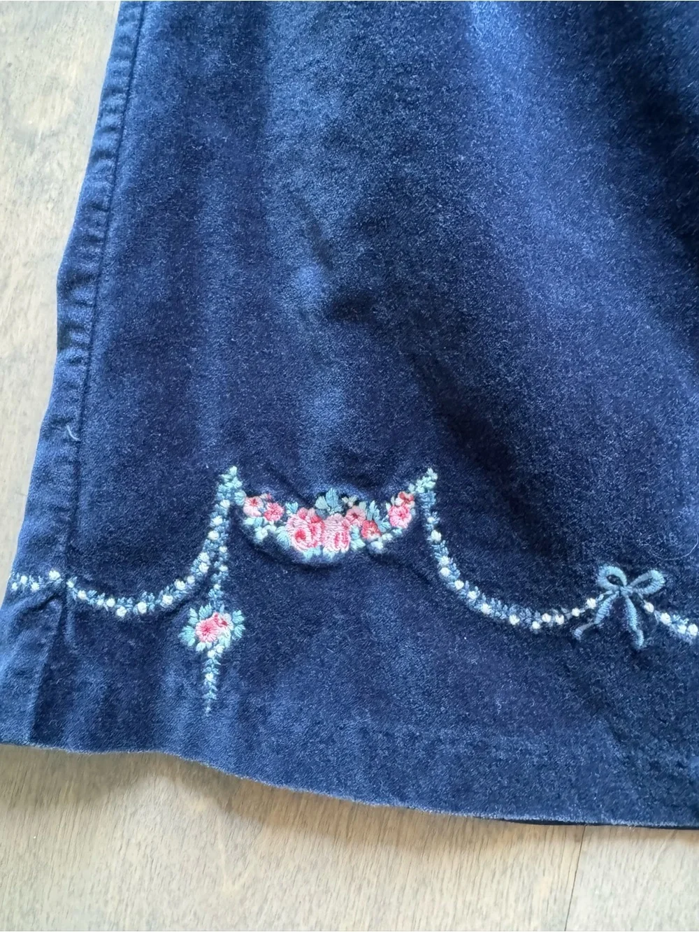Janie and Jack Vintage Navy Embroidered Velvet Dress